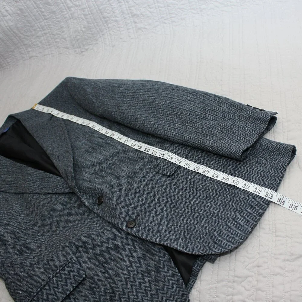 Pendleton Mens Navy Herringbone Wool Sport Coat Jacket Size 44L Long Western EUC